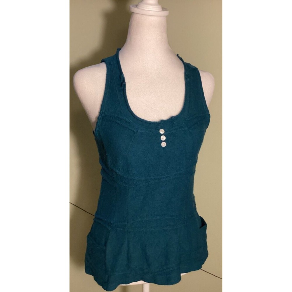 Jill McGowan Women's Teal 100% Wool Pullover Sleeveless Sweater Size Small